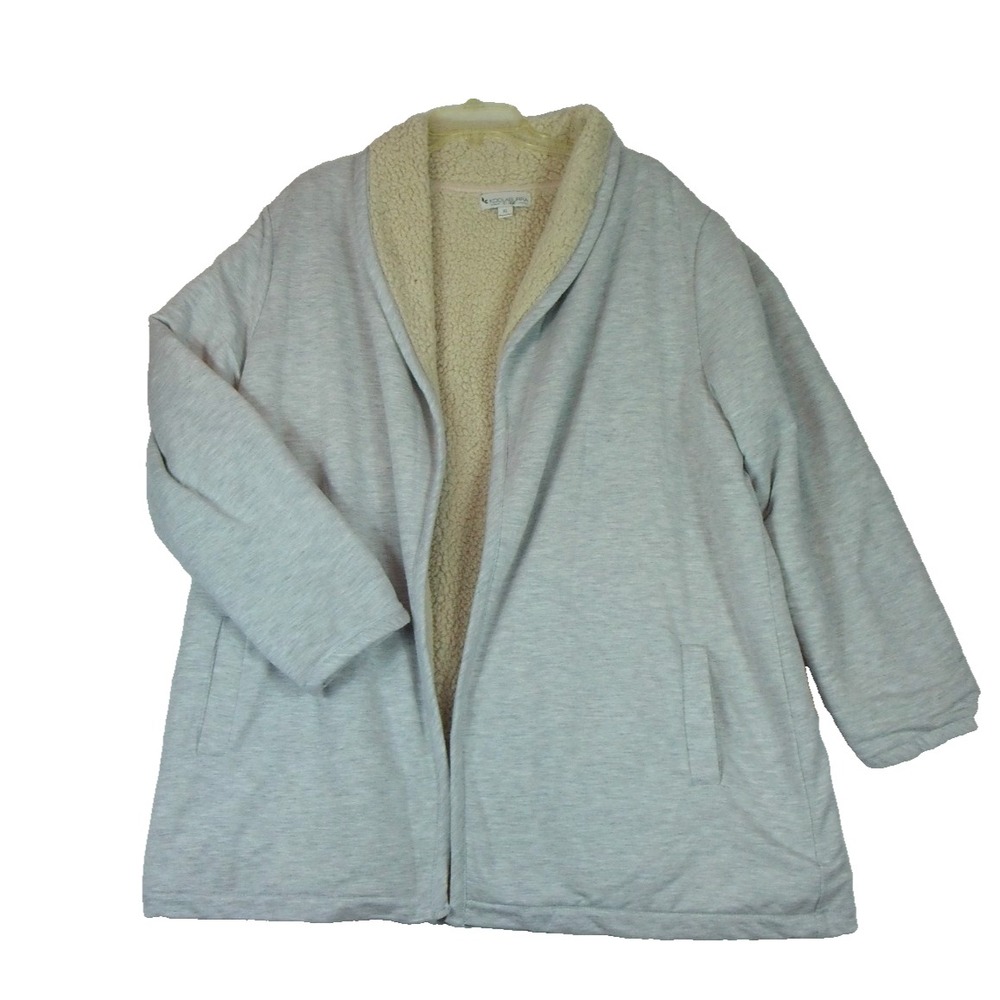 KOOLABURRA BY UGG GRAY SHERPA LINED OPEN FRONT JACKET Cardigan SZ XL Cozy Coat